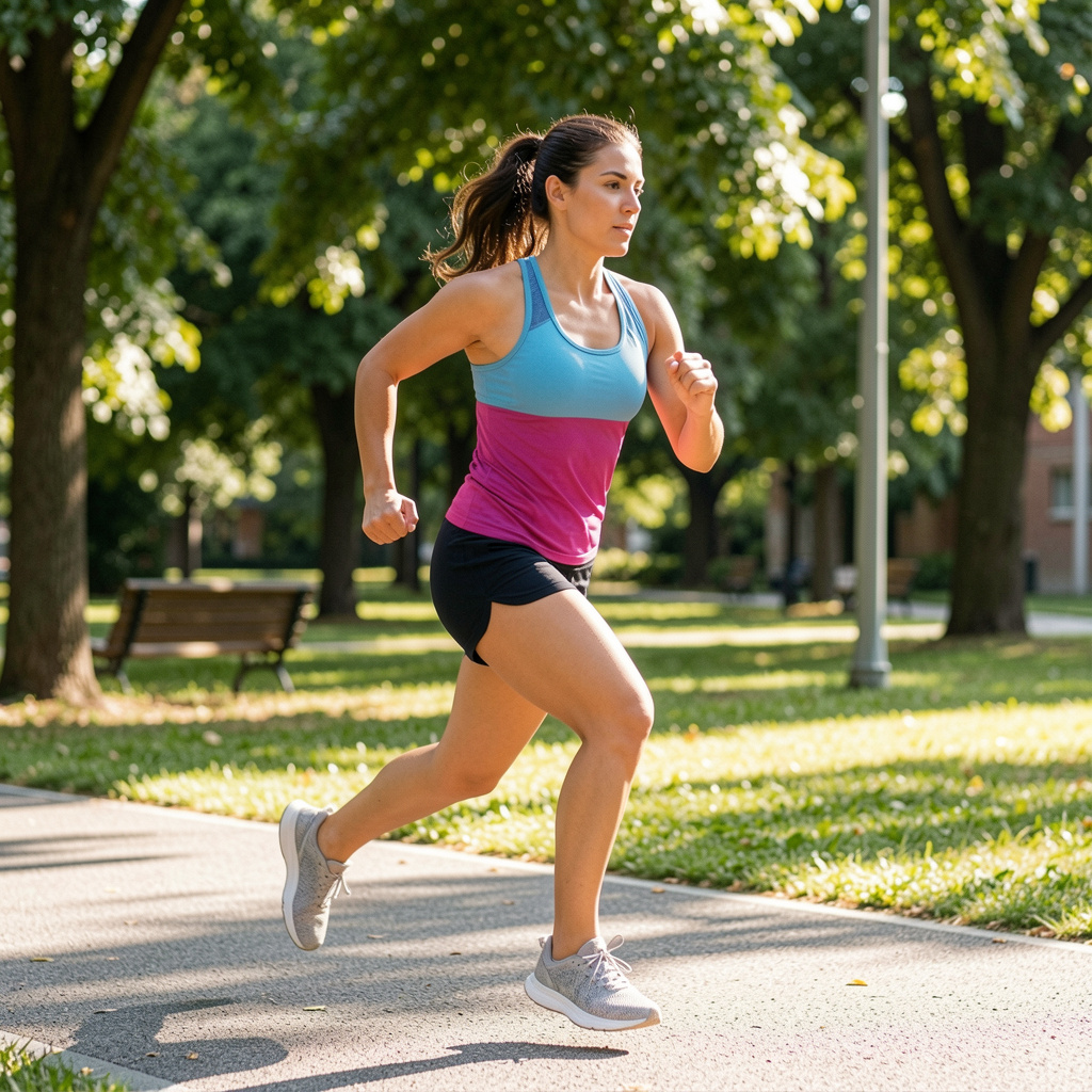 Active lifestyle with balanced energy - person exercising outdoors
